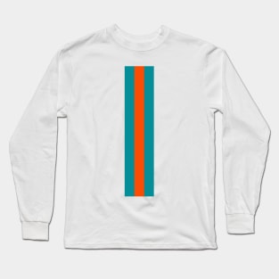 Retro American Football Stripes Miami Teal Orange Long Sleeve T-Shirt